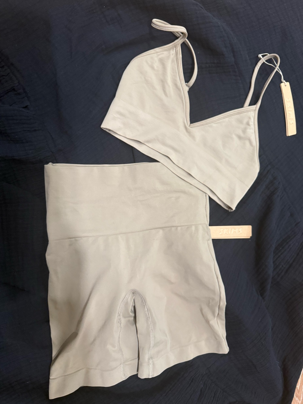 SKIMS Sculpting Bralette & High-Waist Shorts Set (XS) in Desert